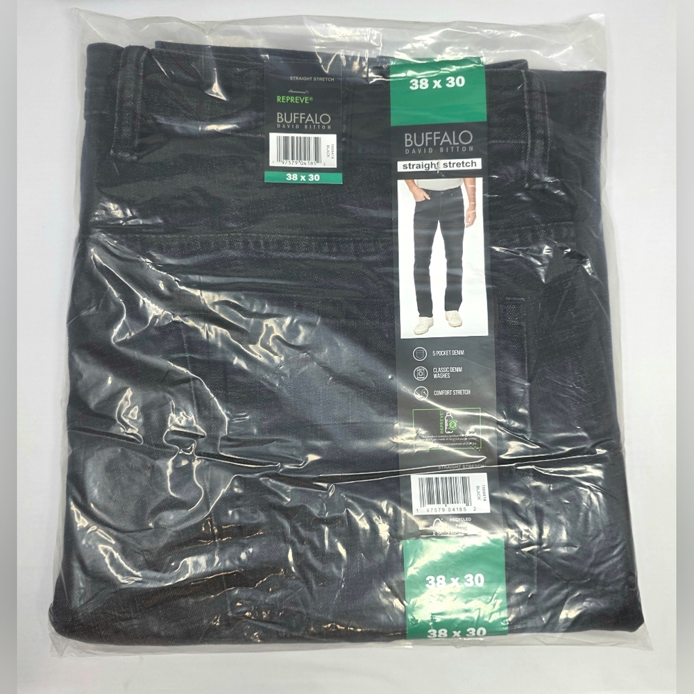 Buffalo David Bitton Men's 38x30 Straight Stretch Jackson 5-pocket Jeans Black - Picture 12 of 12